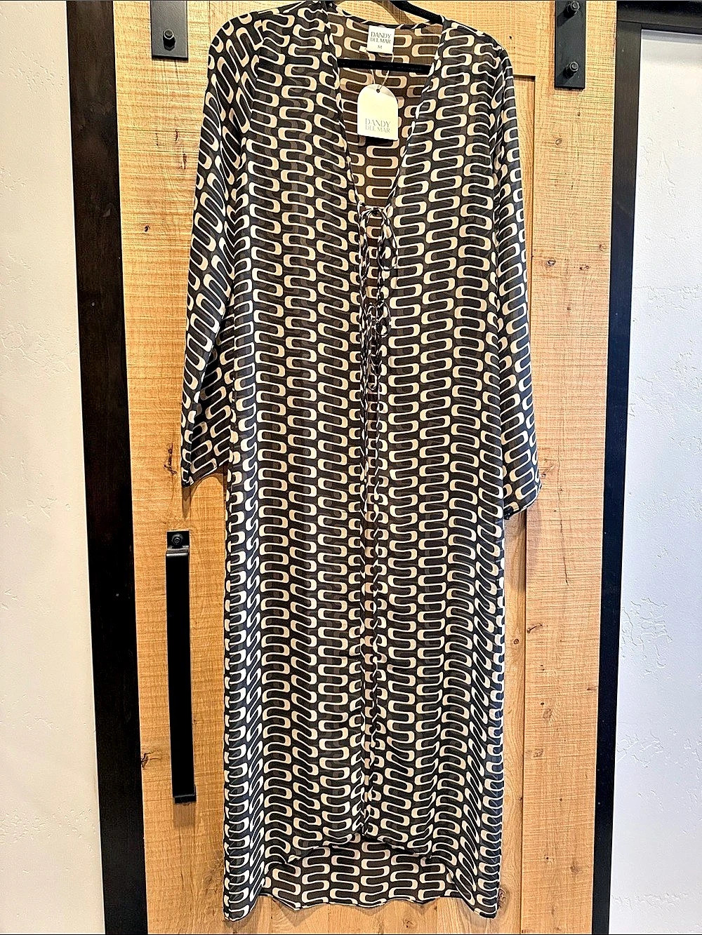 Geometric Print Maxi Dress in Black & Tan Like New